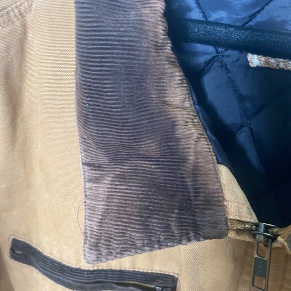 Vintage Dunbrooke Canvas Jacket Mens XL Tan Corduroy Collar Quilted Lined Utilit - Picture 3 of 13